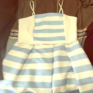 Two piece blue and white set